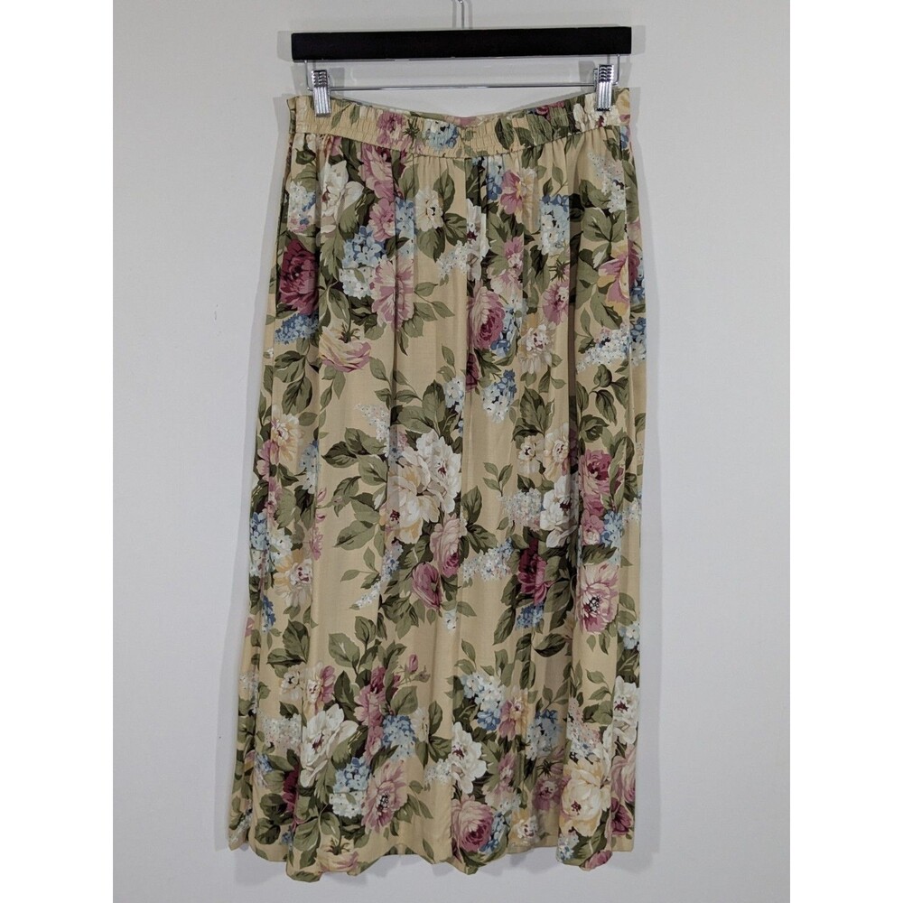 Vintage Leslie Fay Foral Cottagecore Midi Pleated Skirt Sz 14 Feminine Europe - Picture 7 of 7